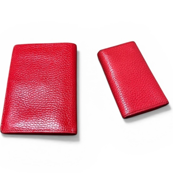 Auth Versace Elegant Red Leather Wallet Set key holder and wallet - Picture 2 of 9
